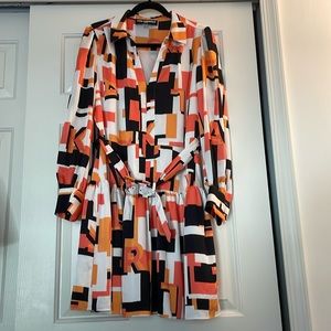 Karl Lagerfeld Long Sleeve Belted Dress